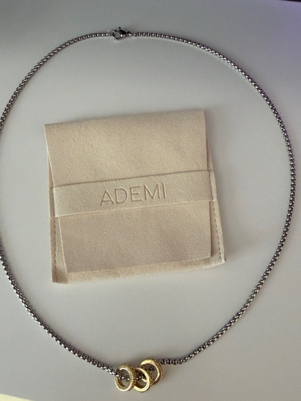 ADEMI Chain Necklace with Gold Accent Rings